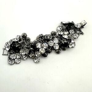 J Crew Rhinestone Crystal Bracelet Chunky Statement Resort Jewelry